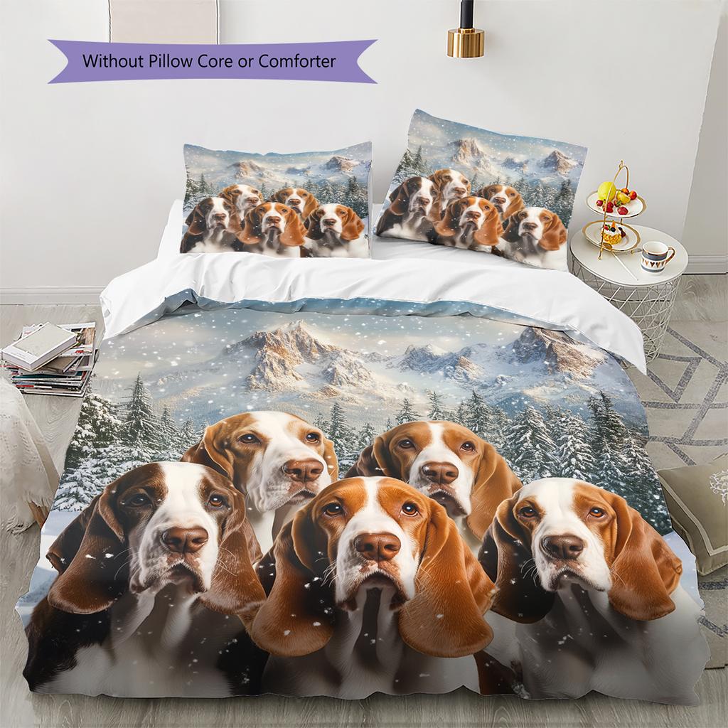 Basset Hound Pattern Bedding Home Decoration Birthday Gift (1 * Duvet Cover + 2 * Pillowcase, Without Core)