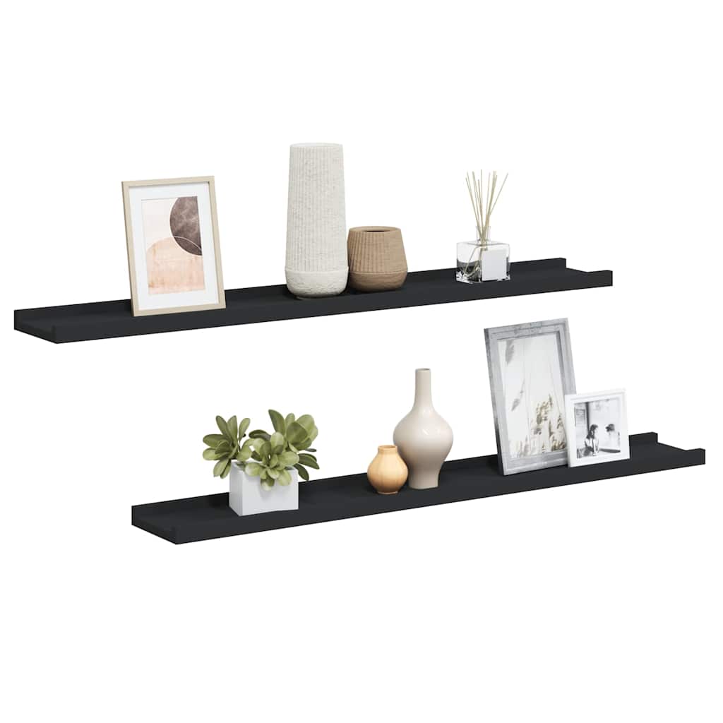 Picture Ledges 2 pcs Black 80 x 9 x 3 cm MDF
