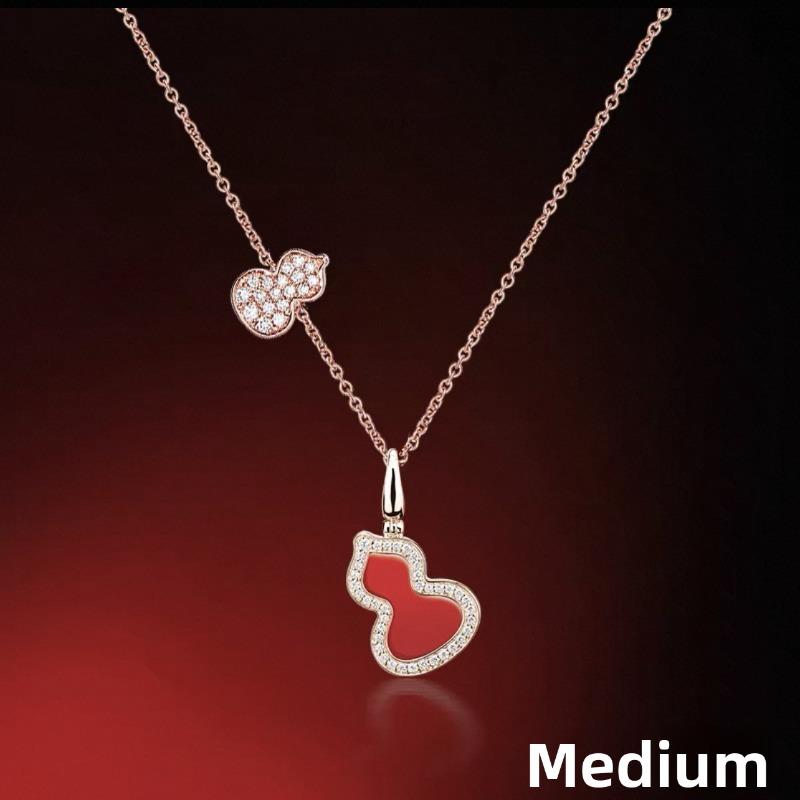 V Gold High Version Diamond-encrusted Double Gourd Necklace Female Rose Gold Light Luxury White Fritillary Pendant 1PCS
