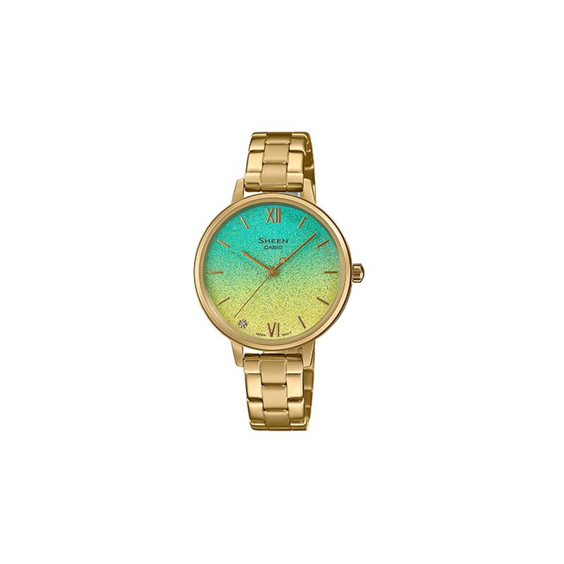 

Casio SHEEN universe starry sky theme fashion simple and light hands quartz movement steel strap Japanese and Korean watch women s SHE-4548G-2AUPR