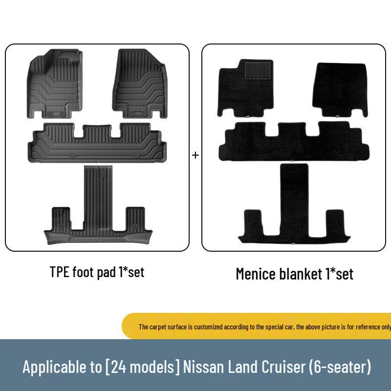 Custom All-TPE Floor, Trunk, and Seat Back Mats for 24 Nissan Land Cruiser Models