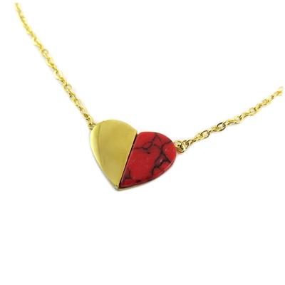 [P8093] - Κολιέ ατσάλι 'Love' χρυσοκόκκινο - 12x9 mm
