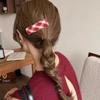 New Year's Sweet Red Hair Pin Women's Thousand Bird Grid Velvet Edge Clip BB Clip Sponge Thickened Bangs Clip Hair Accessories