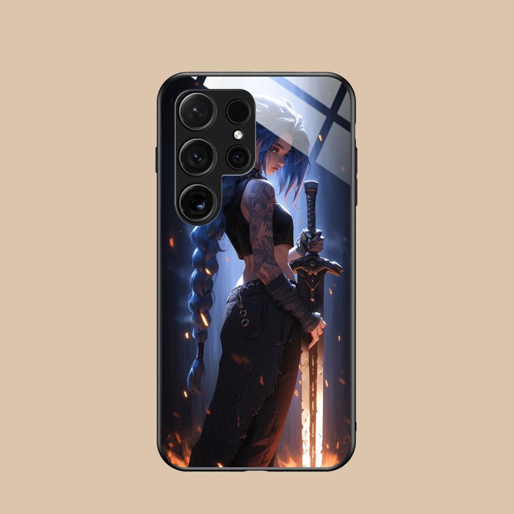 

Чехол для мобильного телефона с аниме-девушкой для Samsung Galaxy A56 55 54 53 52 51 36 35 34 23 16 15 5G Стеклянный Цветной Чехол Красивый Чехол Galaxy A52s 5G