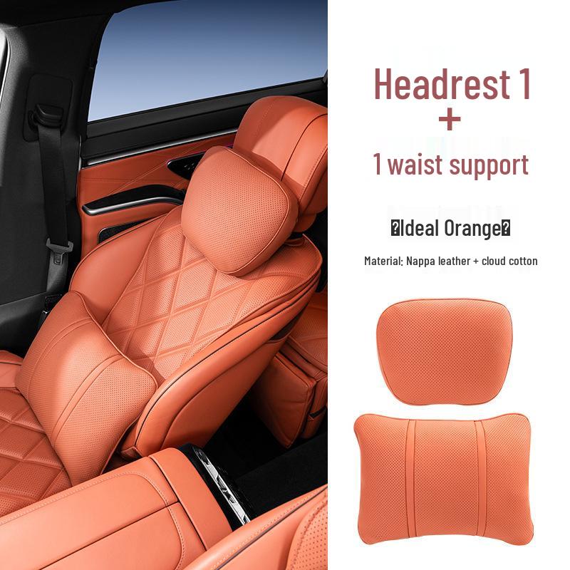 Premium Maybach S-Class Headrest & Breathable Lumbar Support Cushion