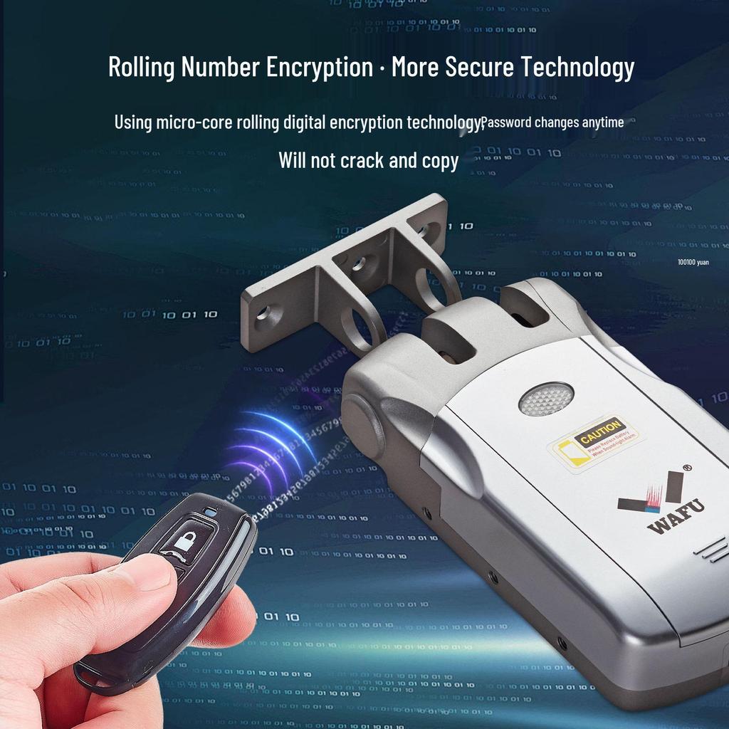 Wireless Remote-Control Smart Lock with Invisible Design and Electric Bull Head Lock for No-Drill Installation