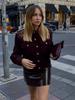 European and American Women's Retro Stand Collar Double-Breasted Short Jacket