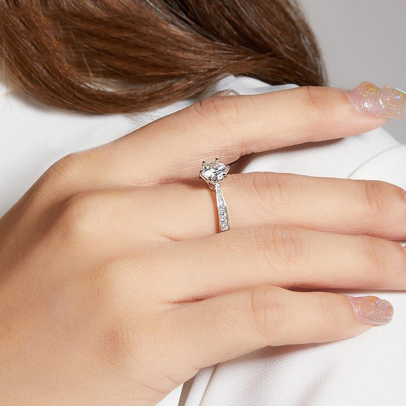 Mozambican Ring Women'S S925 Sterling Silver Inlaid With 1 Carat Moissanite Ring High Quality Wedding Band