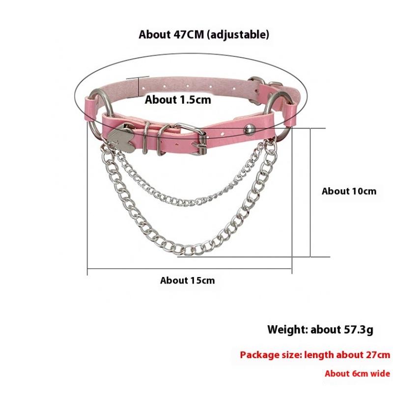 Punk PU leather collar heart-shaped peach heart chain necklace original goth neck chain love exaggerated collarbone chain