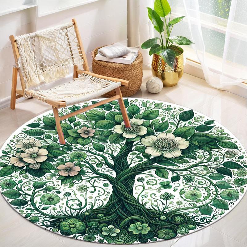 1Pc Tree of Life Circular Print Rug - home decoration Carpet For Living Room Bedroom Flooring Computer Chair Area Rug