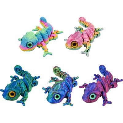 3D Printing Chameleon Figures Multi-Joint Movable Simulation Eyes for Home Accessories Kids Gift Living Room Decoration