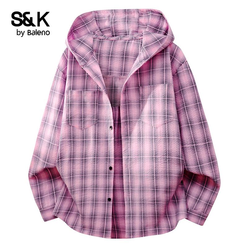 Baleno Men s S&K Plaid Hooded Loose-Fit Shirt Jacket 3XL