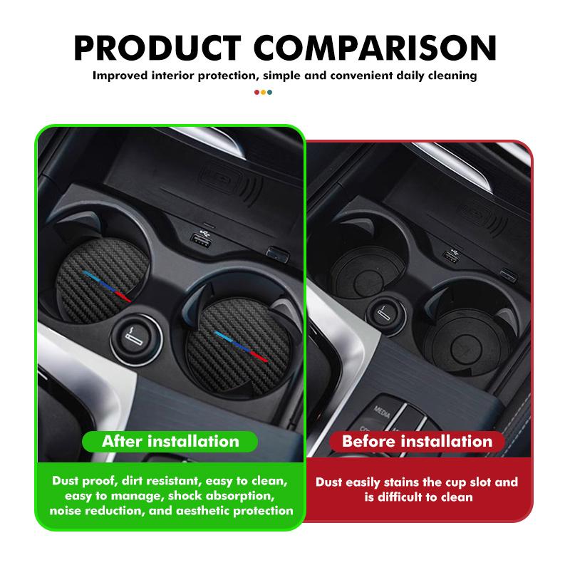 2pcs Car Coaster Water Cup Holder Anti-Slip Pads Accessories For BMW 1 3 5 7 Series M F01 F20 F10 F13 E52 E53 E60 E93