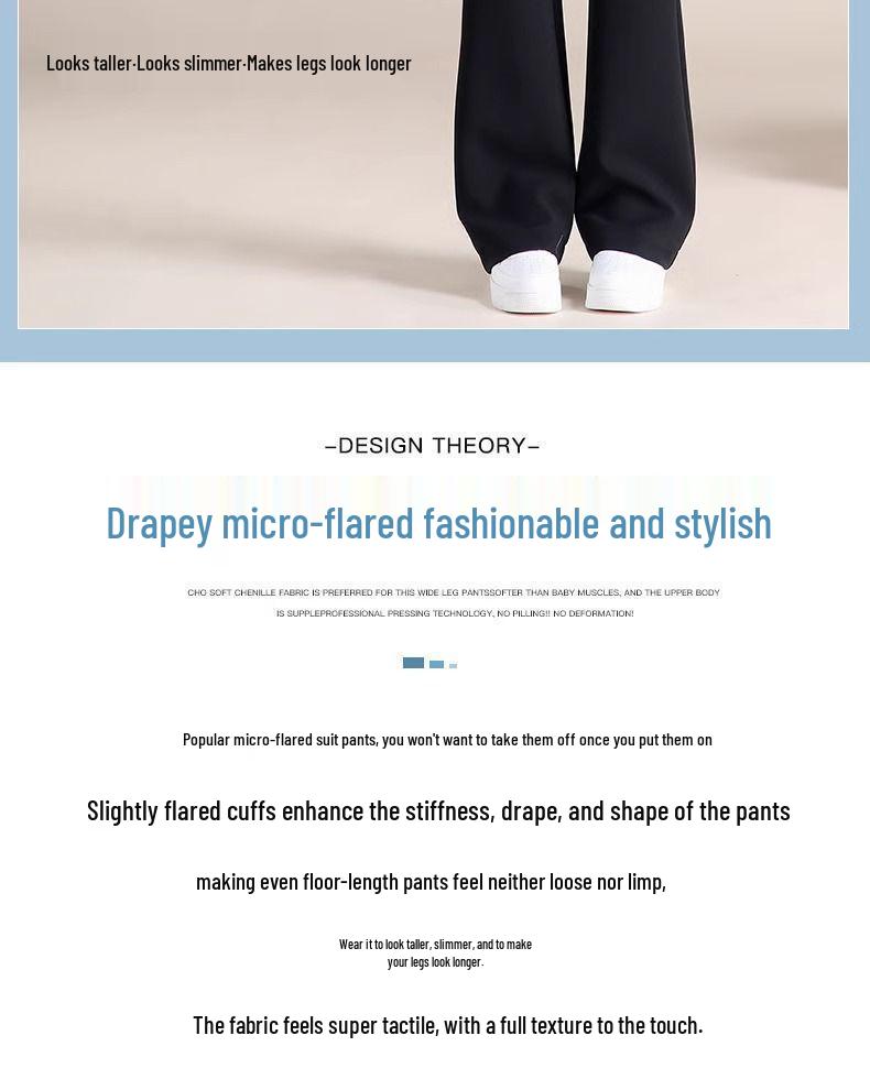 Women's Black High-Waisted Micro-Flare Suit Pants - Slimming, Body-Shaping, Petite Bell Bottoms for Spring & Autumn