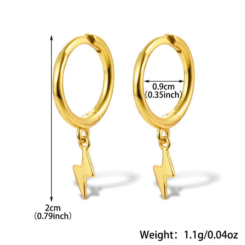 European & American S925 Sterling Silver Lightning Earrings for Women - Creative, Trendy Design Ear Studs & Hoops