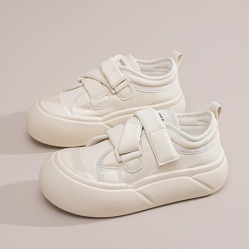 Bread Shoes Women's Spring New Versatile Velcro Cute Big Head Casual Ugly Cute Cream Board Shoes