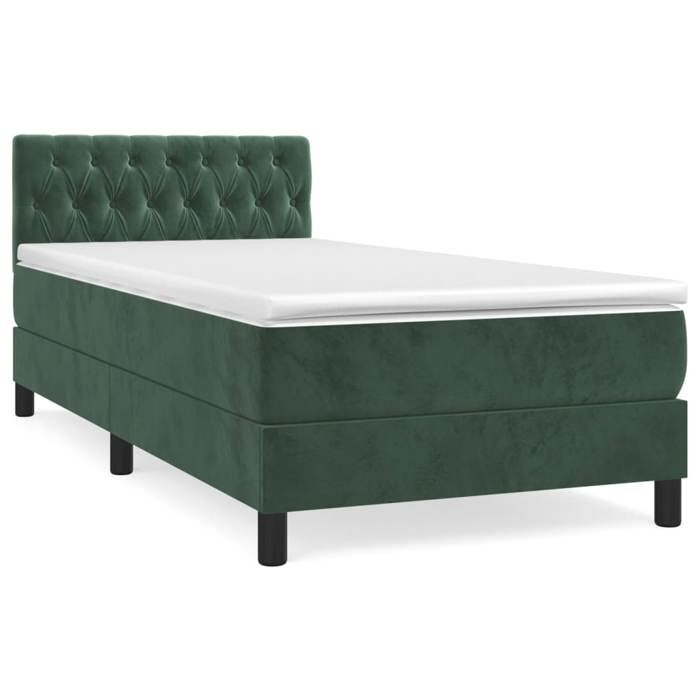 3141464 vidaXL Divan Bed with Mattress Dark Green 90x200 Cm
