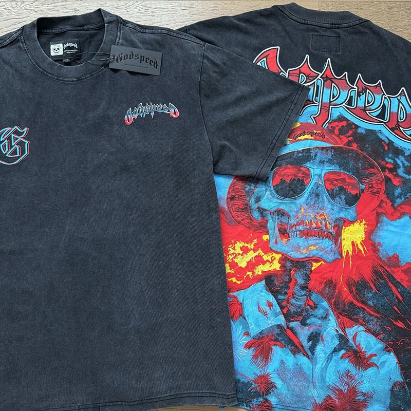 Mens Oversized Cotton Long Sleeve Tee With Skull Graphic Print Streetwear Rock Band Style Loose Fit Teens Adults