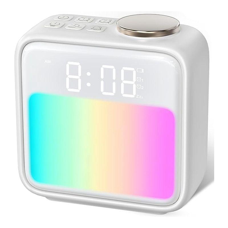 

A44Z-Alarm Clock For Heavy Sleepers With Sleep Aid & Night Light, Wake Up Sounds & RGB Colors, Rechargeable, Dual Alarm белый