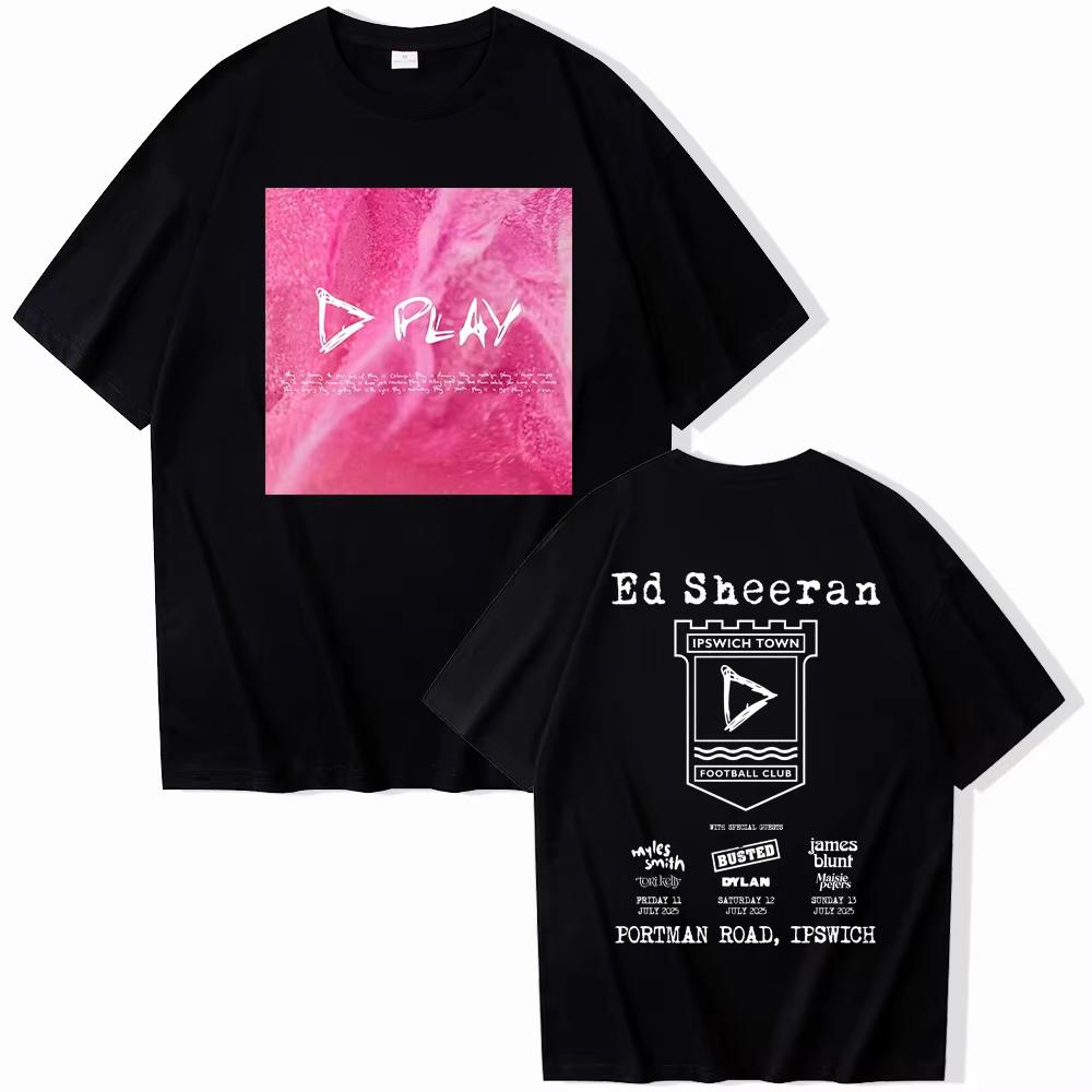 Ed Sheeran Play Tour Cotton Printed T-shirt Summer Men Women T Shirts Streetwear Hip Hop Ed Sheeran Merch Graphic Tee Tops