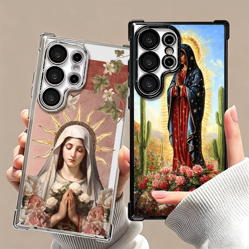 Virgen Mary Virgin De Guadalupe Plating Phone Case For Samsung Galaxy S24 S25 FE S26 Edge S23 Ultra S22 S21 Plus S20 Anti-Fall A