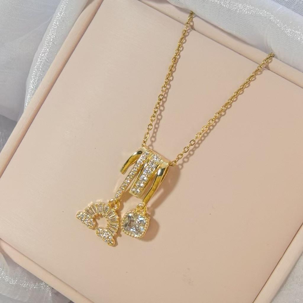 Titanium Steel Zircon Necklace Women'S Senior Personality Versatile Temperament Micro-Inlaid Pendant Jewelry