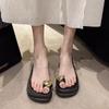 Muffin thick-soled wedge sandals women's spring and summer wear 2025 new Internet celebrity transparent one-word with toe fashion sandals