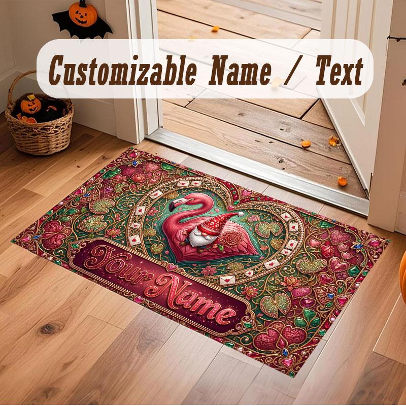 Decorative Artwork Theme Crystal Velvet Floor Rug Personalized Custom Name Text Warm Carpet Home Decoration