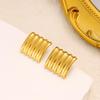 Meishiduo 18K Gold Stainless Steel Ribbed Square Stud Earrings