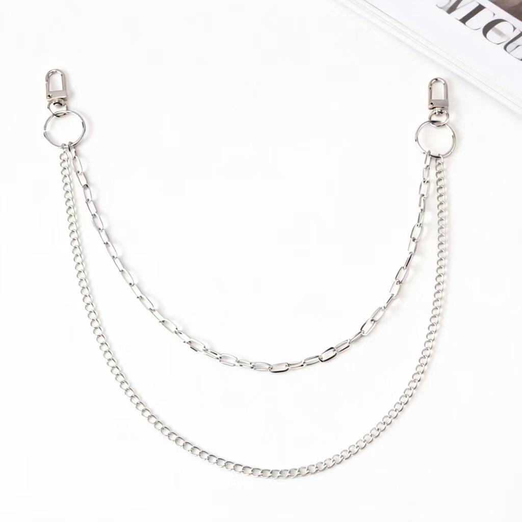 Trendige doppelreihige Punk-Metallkette für Jeans - Hip-Hop-Partydekoration