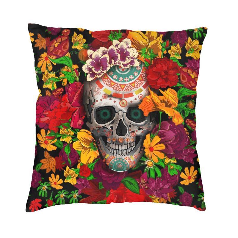 Day Of The Dead Sugar Skull Square Pillowcover Decoration Cushion Cover Throw Pillow for Sofa Doublesided Printing