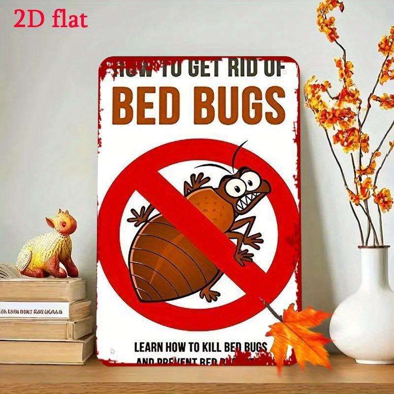 2D Flat, 1pc Vintage Metal Bed Bug Killer & Prevention Guide - Country Farmhouse Pest Control Sign Sturdy Structure, Bar Owners,