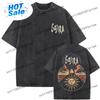 Washed Vintage Metal Band Gojira Magma Music Album Graphic Tshirt Men Women Clothing Gothic Rock Oversized Tshirt Short Black