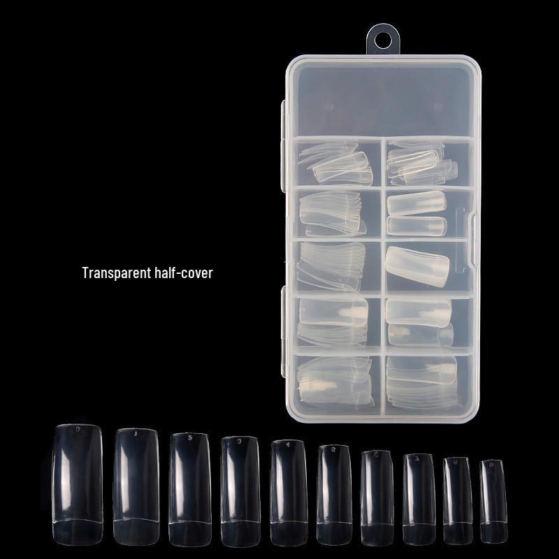 Прозрачные типсы для накладных ногтей - Полное и половинное покрытие - Коробка 100 штук