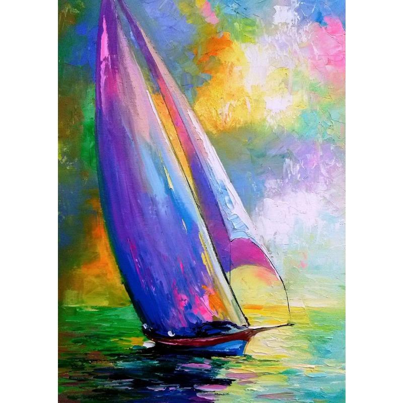 Abstract Sailing Sunset Poster Sea Wall Art Landscape Canvas Painting Print Wall Picture for Living Room Home Decoration