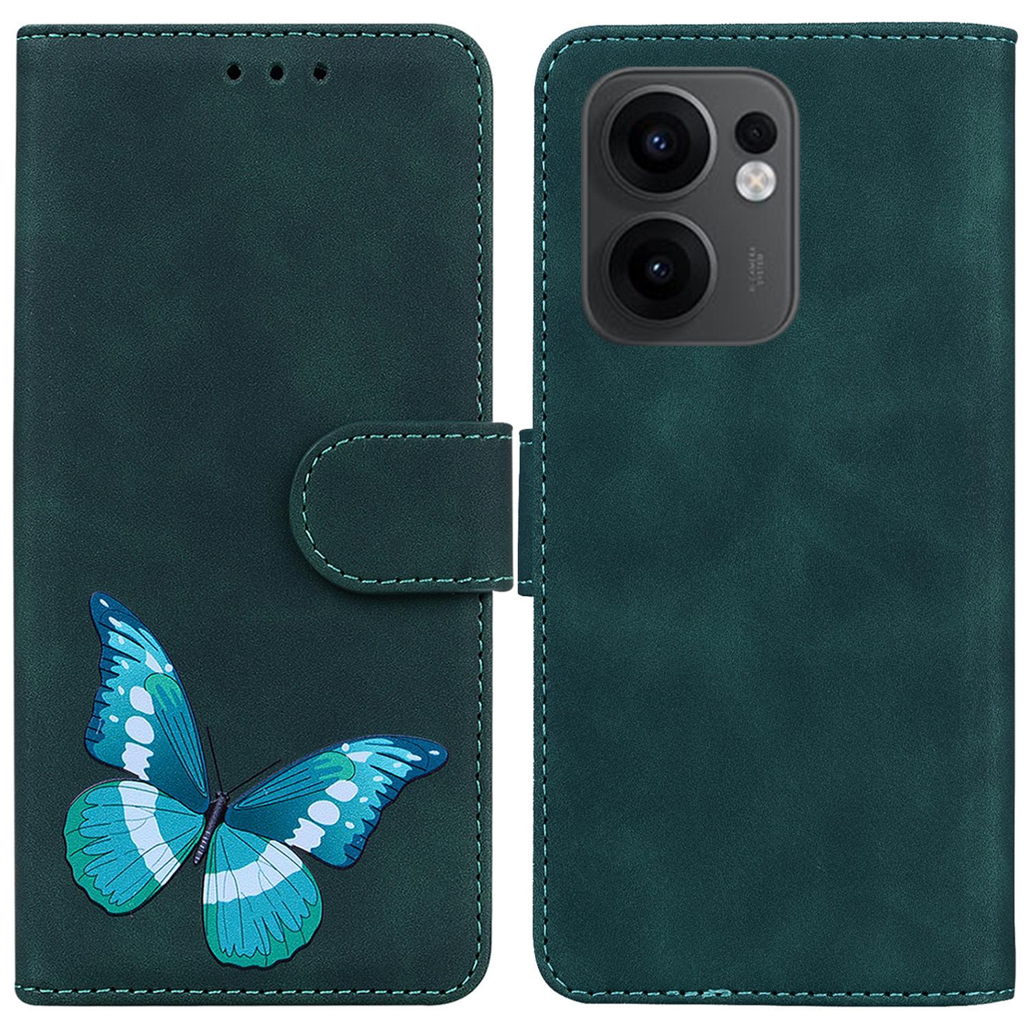 

For Oppo Reno13 F 5G (Reno 13 FS 5G)/4G Stand Case PU Leather Phone Cover Butterfly Printed D