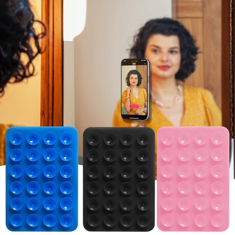 Silicone Adhesive Phone Holder Suction Phone Case Adhesive Mount Adhesive Square Suction Cup Phone Mount For Mirror Bathroom