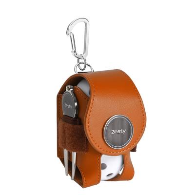 Zesty Golf Ball Case 2 Golf Ball Pouch for Functional Players Green Fork Marker Regular (Camel, Type)