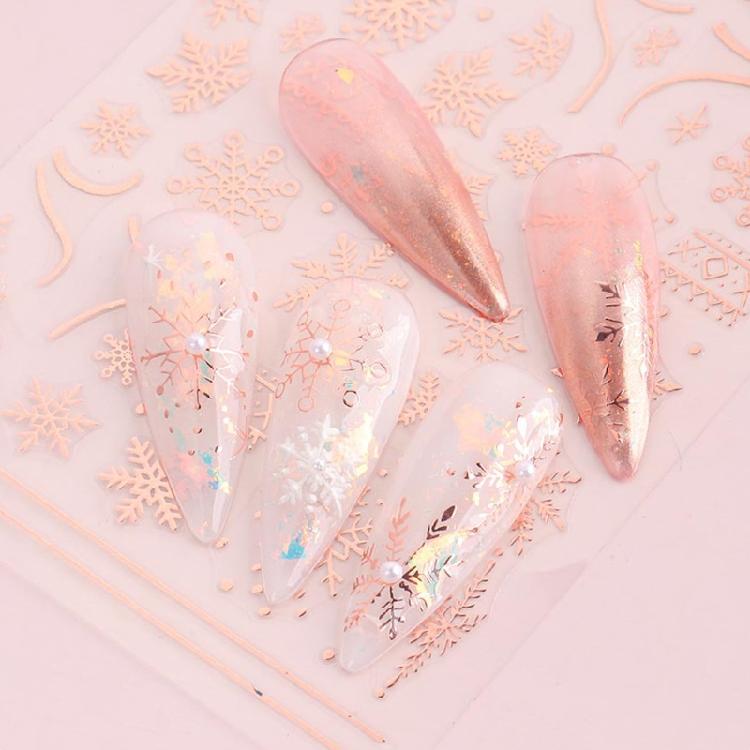 Christmas Nail Stickers 3D Xmas Design Self-adhesive Nail Decals Nail DIY Decor