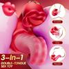 4 IN 1 Tongue Thrusting Vibrators Dildo Rose Sex Toys 10 Licking Clitoral 10 Vibration Mode Sucking Clit Stimulator Vibrator Adult Sex Toys for Women