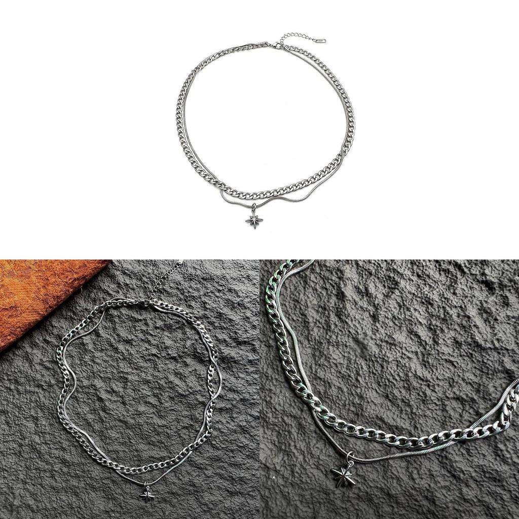 Titanium Steel Multilayer Star Pendant Necklace For Men And Women With Stylish Design
