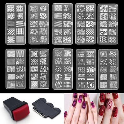 Women 10 Design Set Template Nail Art Polish Manicure Stamping Plate Scraper DIY