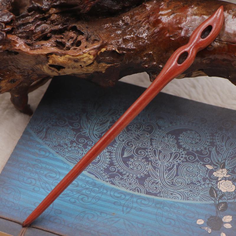 Modern & Ancient Style Peach and Sandalwood Hairpins for Women - Wooden Hair Bun Pins, New Chinese Style