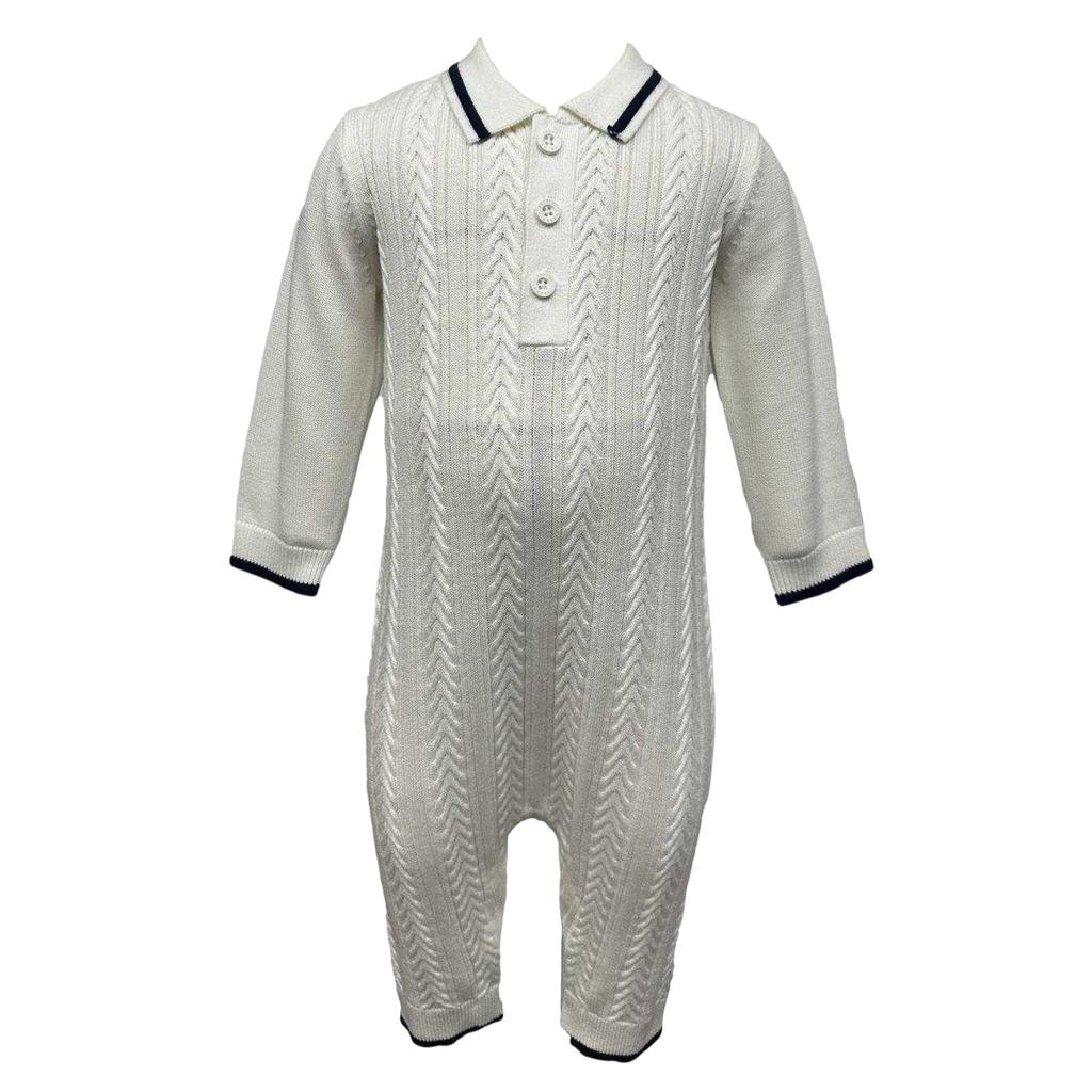 Pretty Green Baby Cable Knit Collared Romper