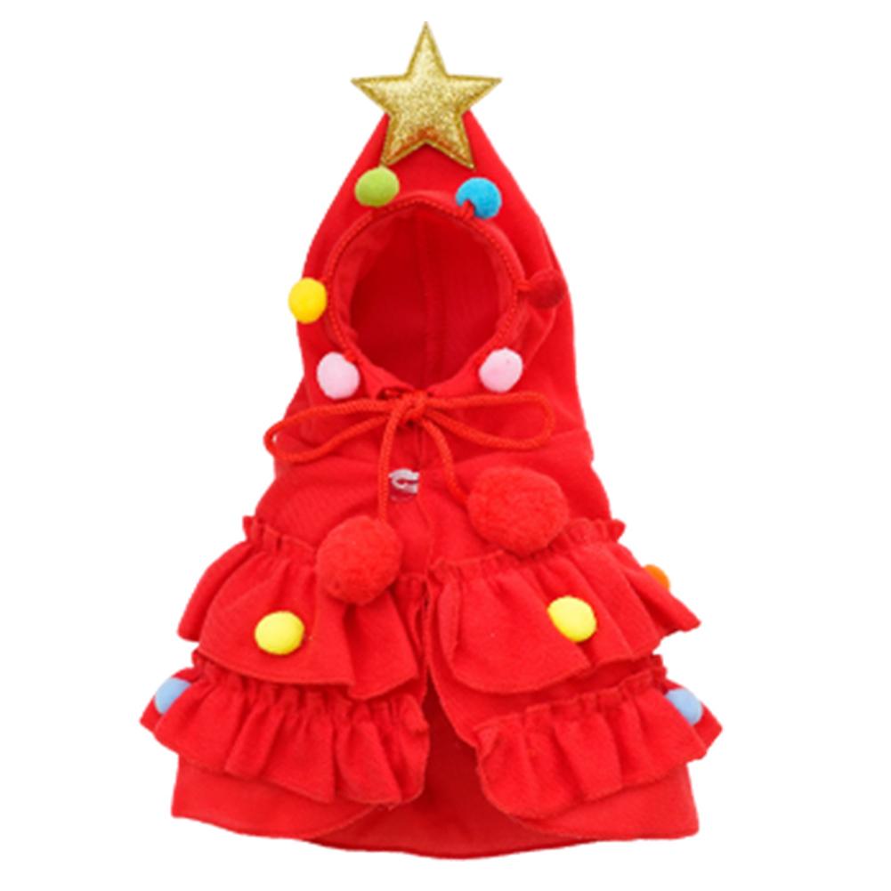 

Рождественский наряд для кошки, накидка для питомца со звездой и помпонами, костюм кошки на рождественскую елку, милый рождественский накидка для питомца, кошек и маленьких собак S красный