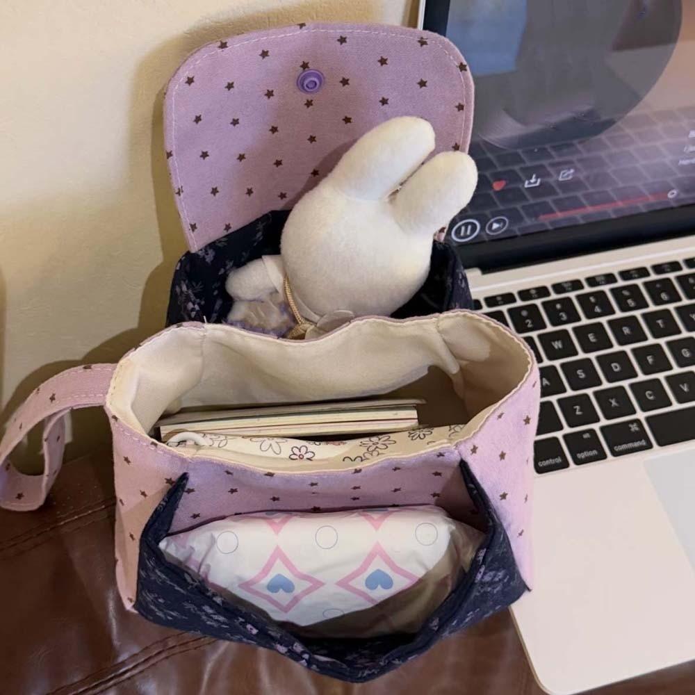 Star Polka Dot Cosmetic Pouch Purple Print Coin Purse Toiletry Case Floral Makeup Bag  Cute Gift