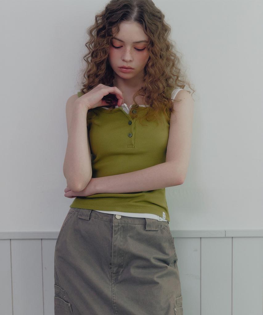 Teuwi Perkin Ribbed Button Sleeveless
