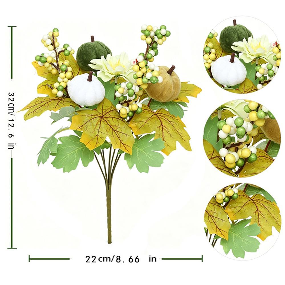 Foam Pumpkin Artificial Flower Bouquet Silk Leaves Halloween Decorative Flower Thanksgiving
