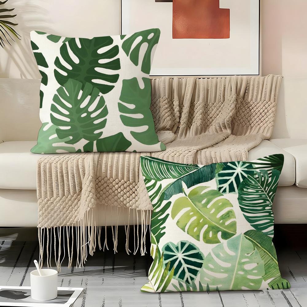 Modern Style Leaf Pillow Case Pillowcase, Double-Sided Printed, Sofa Cushion, Bedroom Headboard Pillow