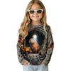 Spring and Autumn Round Neck Cartoon Capybara Pattern 3D Printed Top Fashionable Casual Long Sleeved Children's Girl T-shirts